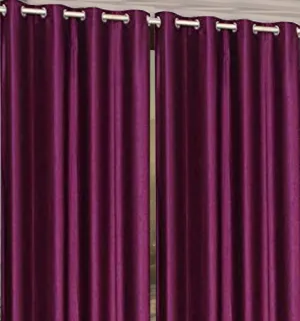 Kuber Industries Shining 2 Pieces Bloom Collection Jacquard Lavish and Modern Rich Plain Eyelet Ring top Door Curtain for Bedroom and Hall - 7 Feet, (Purple) - CTKTC045741