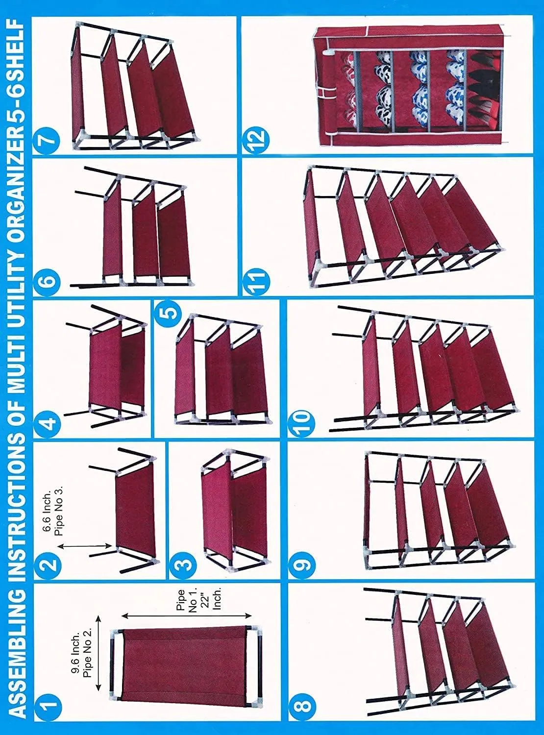 Kuber Industries Shoe Rack|Non-Woven 6 Shelves Shelf|Foldable Storage Rack Organizer for Shoe, Books-Pack of 2 (Purple)