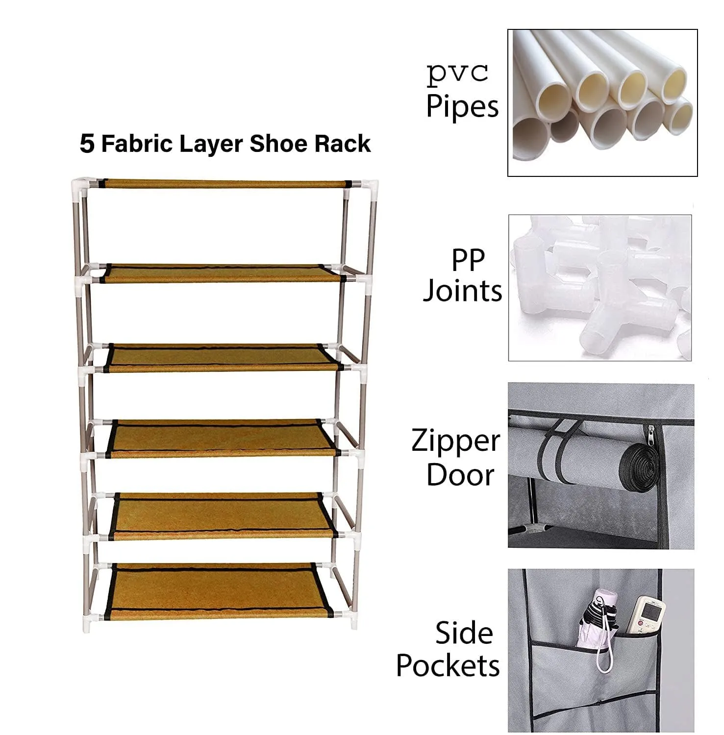 Kuber Industries Shoe Rack|Non-Woven 6 Shelves Shelf|Foldable Storage Rack Organizer for Shoe, Books-Pack of 2 (Purple)