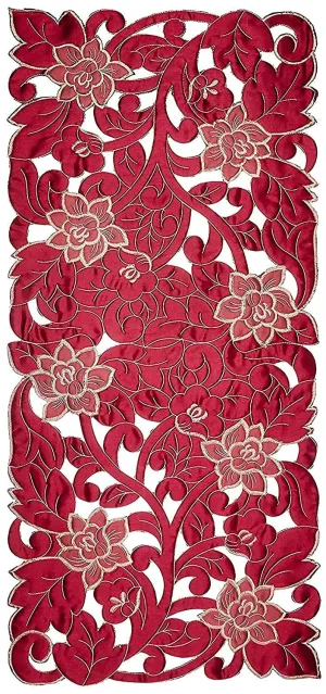 Kuber Industries Soft Cloth Fabric Embroidery Table Runner Maroon-Ki19401