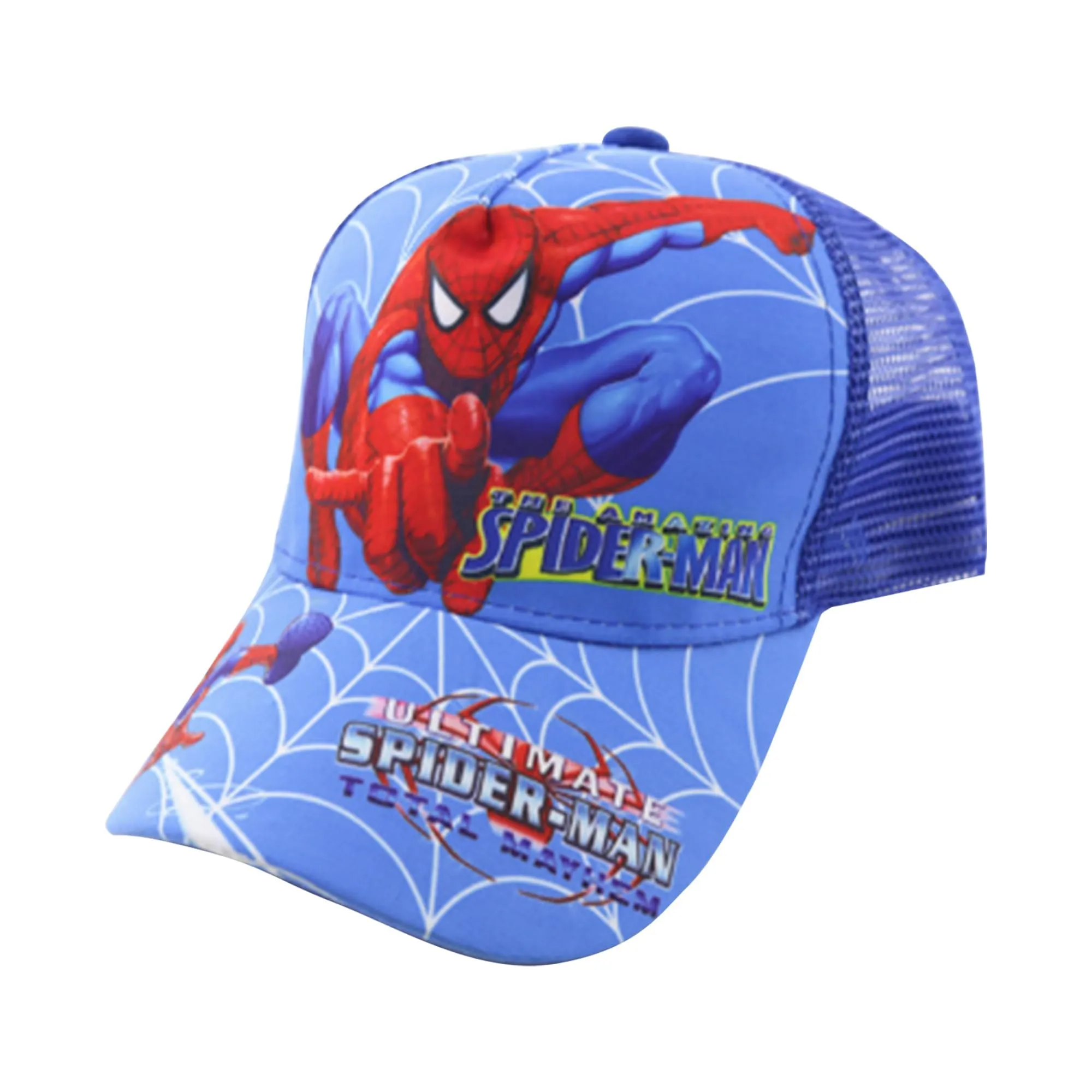 Kuber Industries Spiderman Cap | Adjustable Cap for Boys and Girls | Cartoon Character Printed Little Cap for Kids | Cap for 7-12 Year Old Baby Girls and Boys | T20622 | Blue