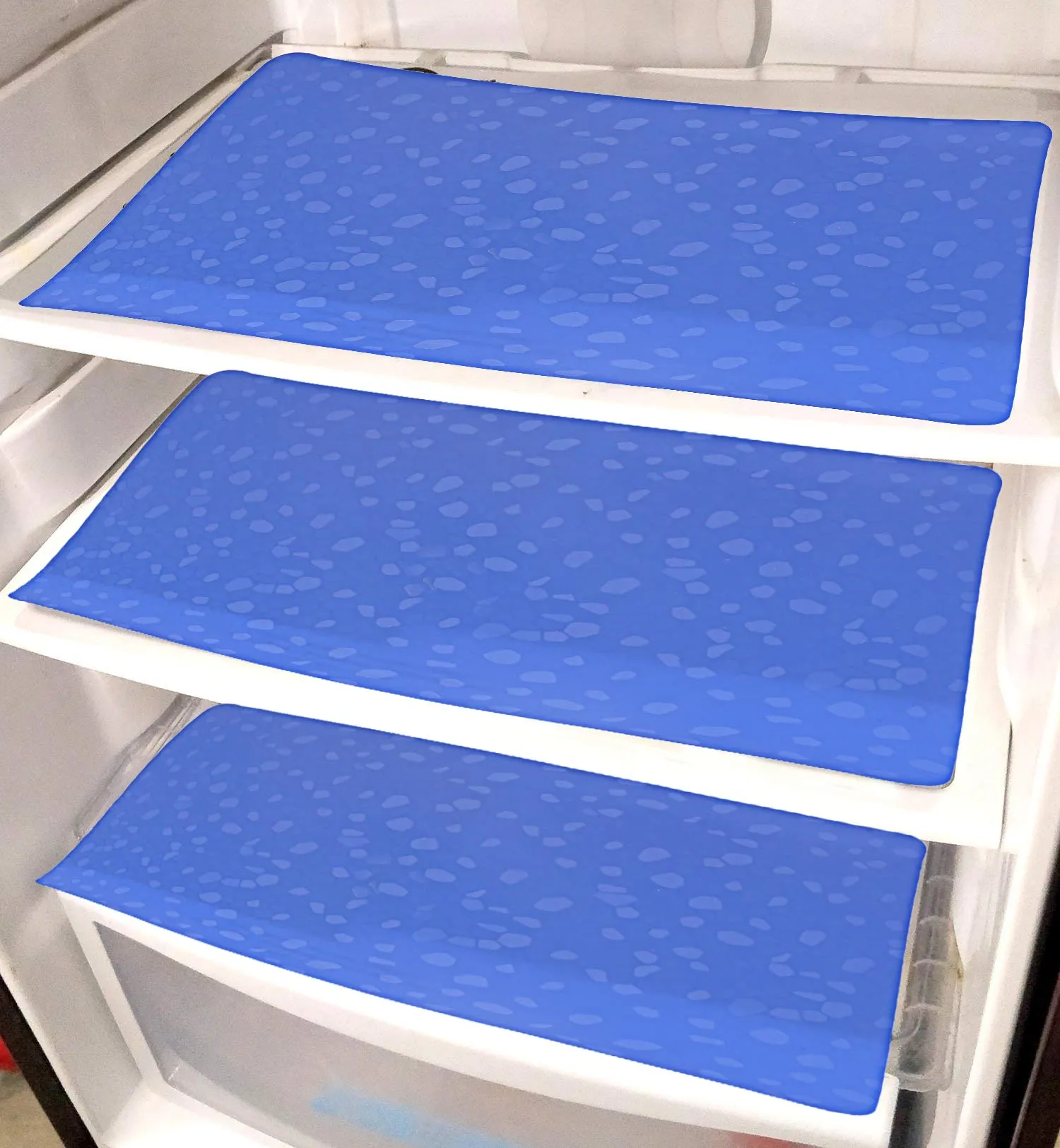 Kuber Industries Stone Design 6 Pieces PVC Fridge Mat Set (Blue) -CTKTC6948