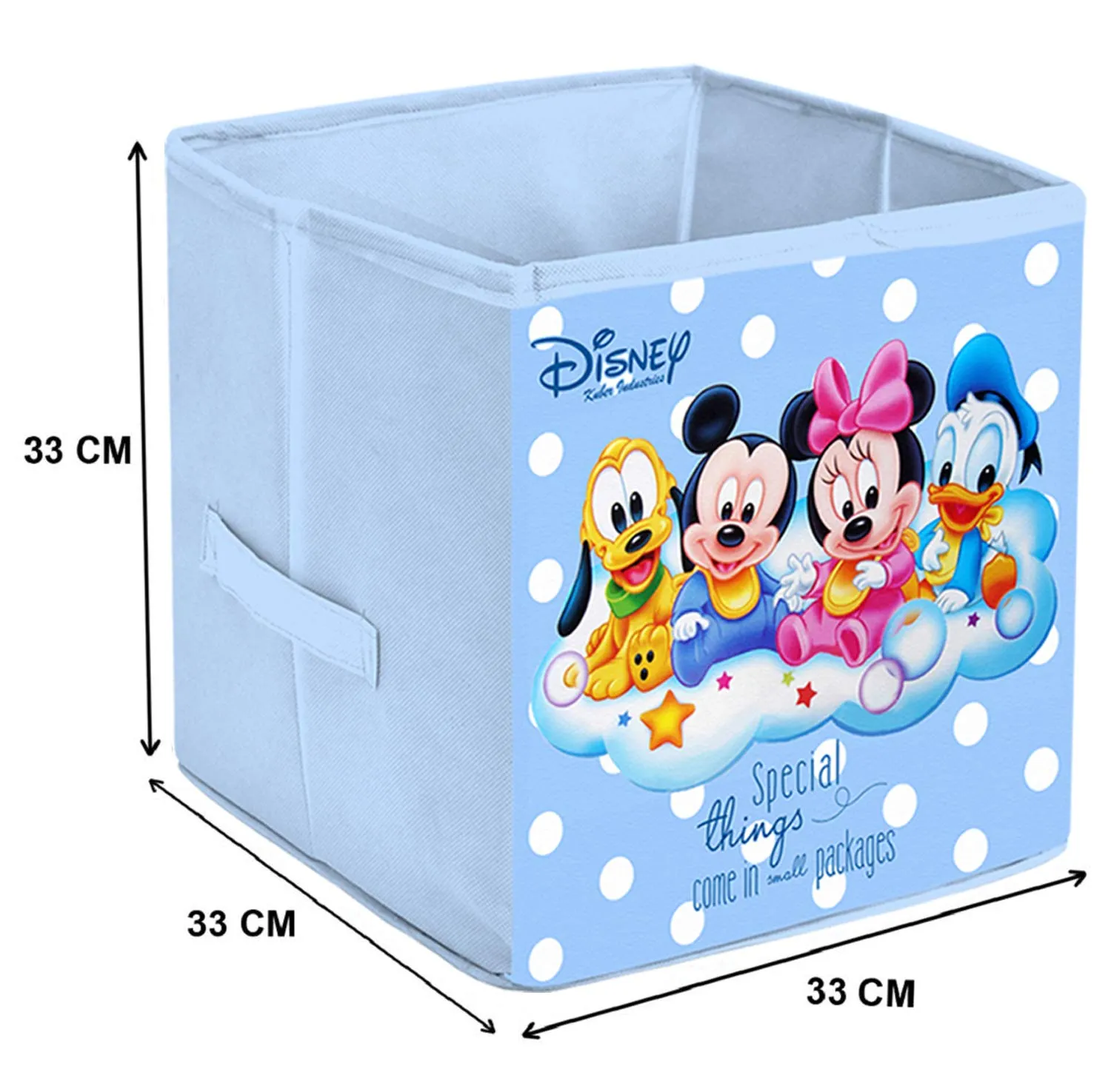 Kuber Industries Storage Box|Toy Box Storage For Kids|Foldable Storage Box|Disney Baby Team Mickey (Royal Blue)