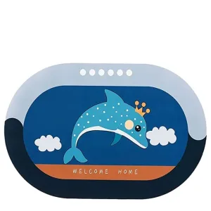 Kuber Industries Stylish Dolphin Bathroom, Door Mat, Floor, Door Mat, Bathroom Carpet | Non Slip for Bathroom Cushion Super Absorbent Soft Carpet, Quick Dry Dirt |38 x 58 cm,Multicolor, Pack of 10