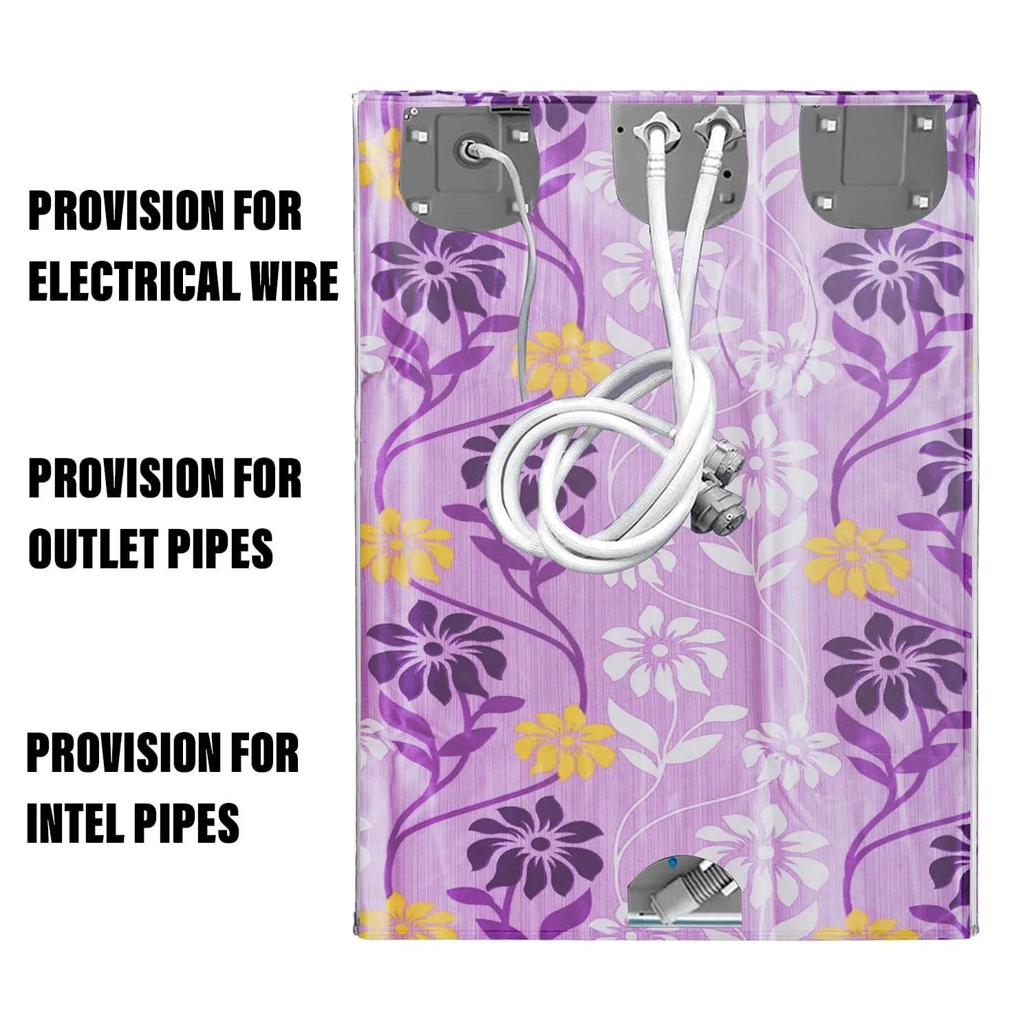 Kuber Industries Washing Machine Cover | Flower Print Washing Machine Cover | Knitting Polyester | Top Load Fully-Automatic Washing Machine Cover | Purple