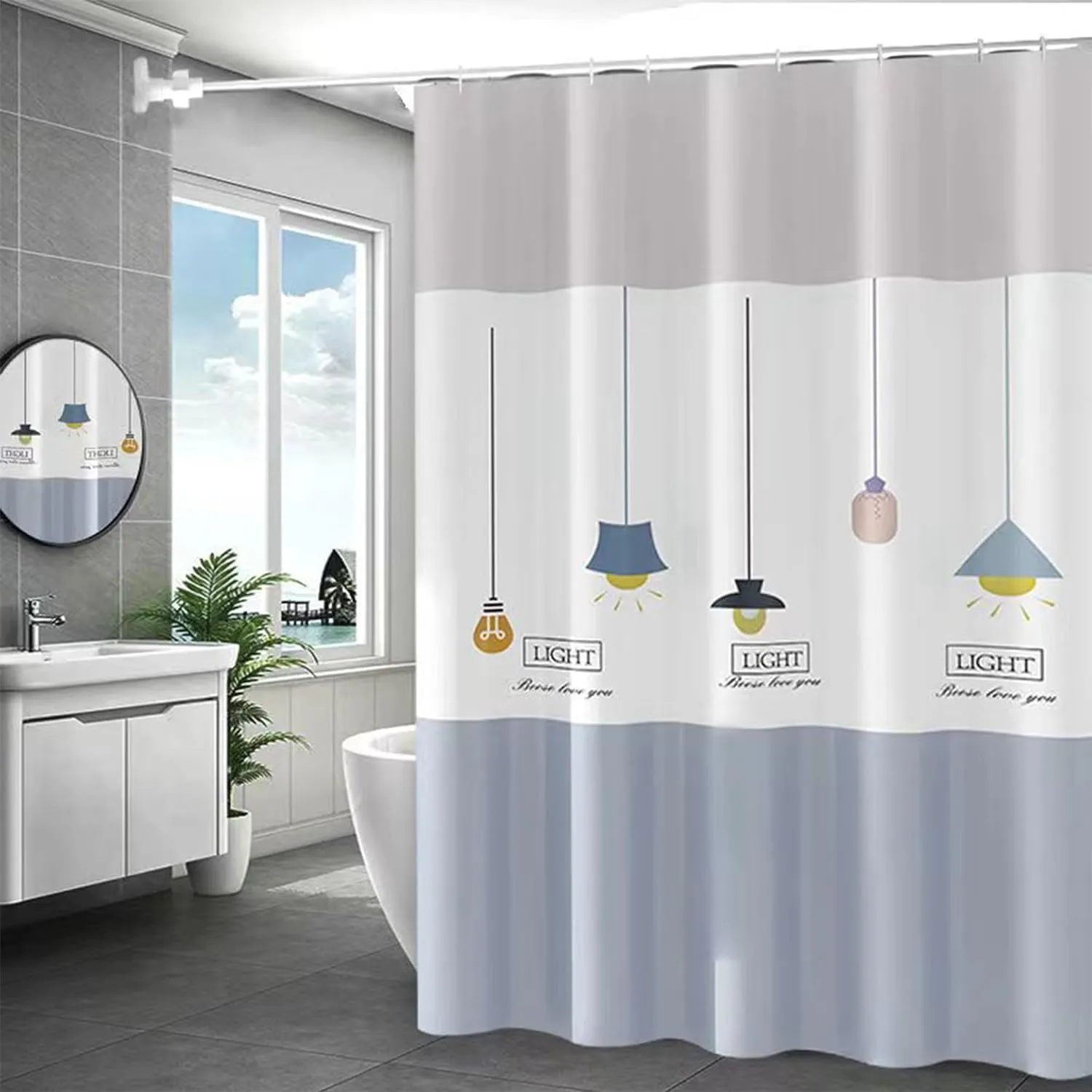 Kuber IndustriesSoft Texture Bath Curtain|Natural Drape Waterproof Shower Curtain 6 Feet|Pack of 5|Grey