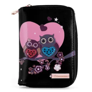 Kukubird Medium Purse 2 owl's love - Black