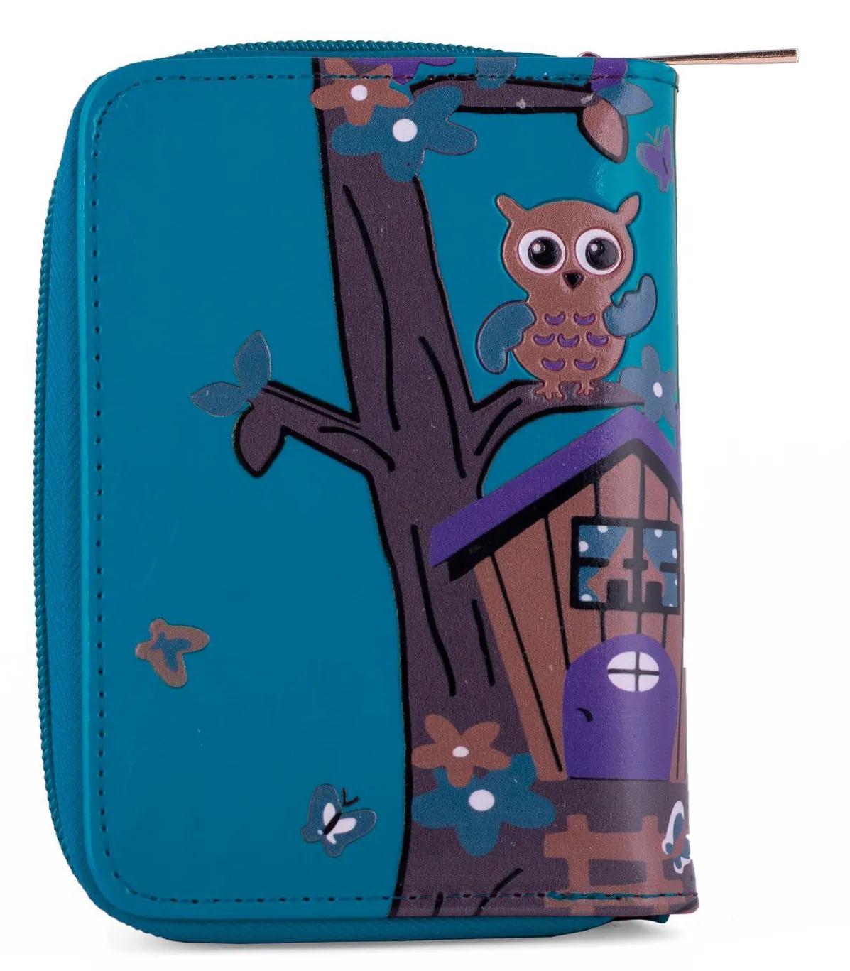 Kukubird Medium Purse Owl's in Tree - Blue