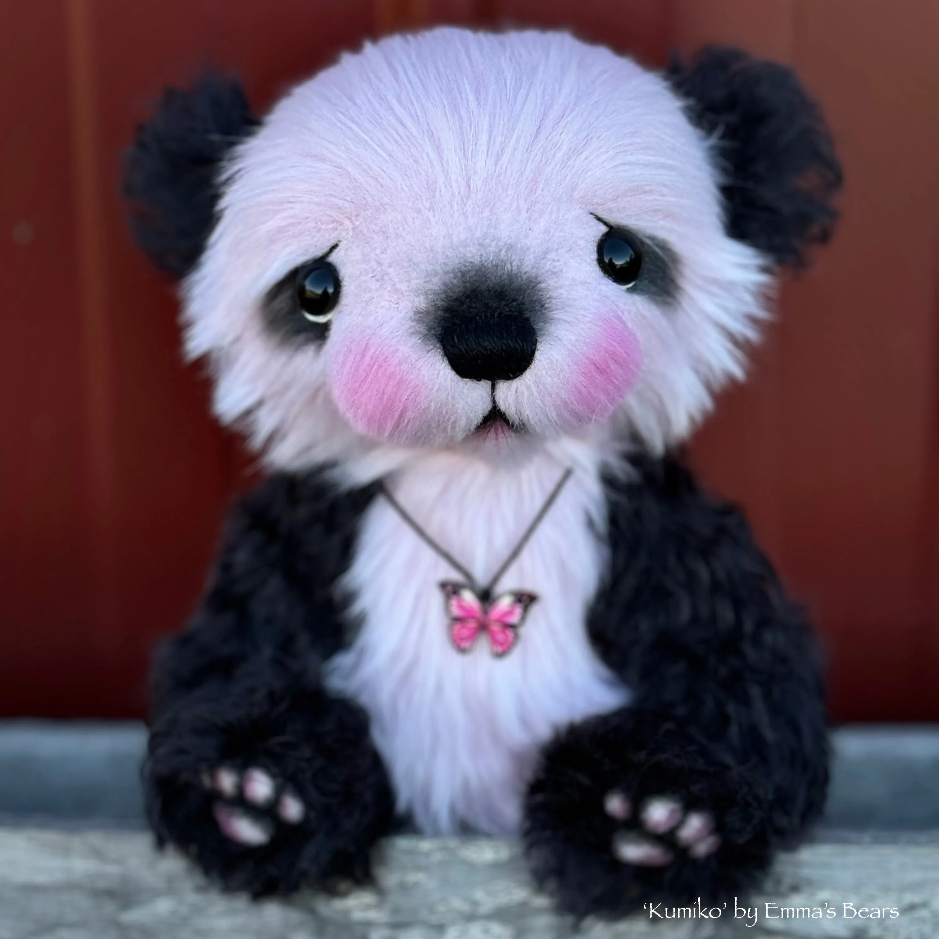 Kumiko - 7" Kid mohair and faux fur Artist Panda Bear by Emma's Bears - OOAK