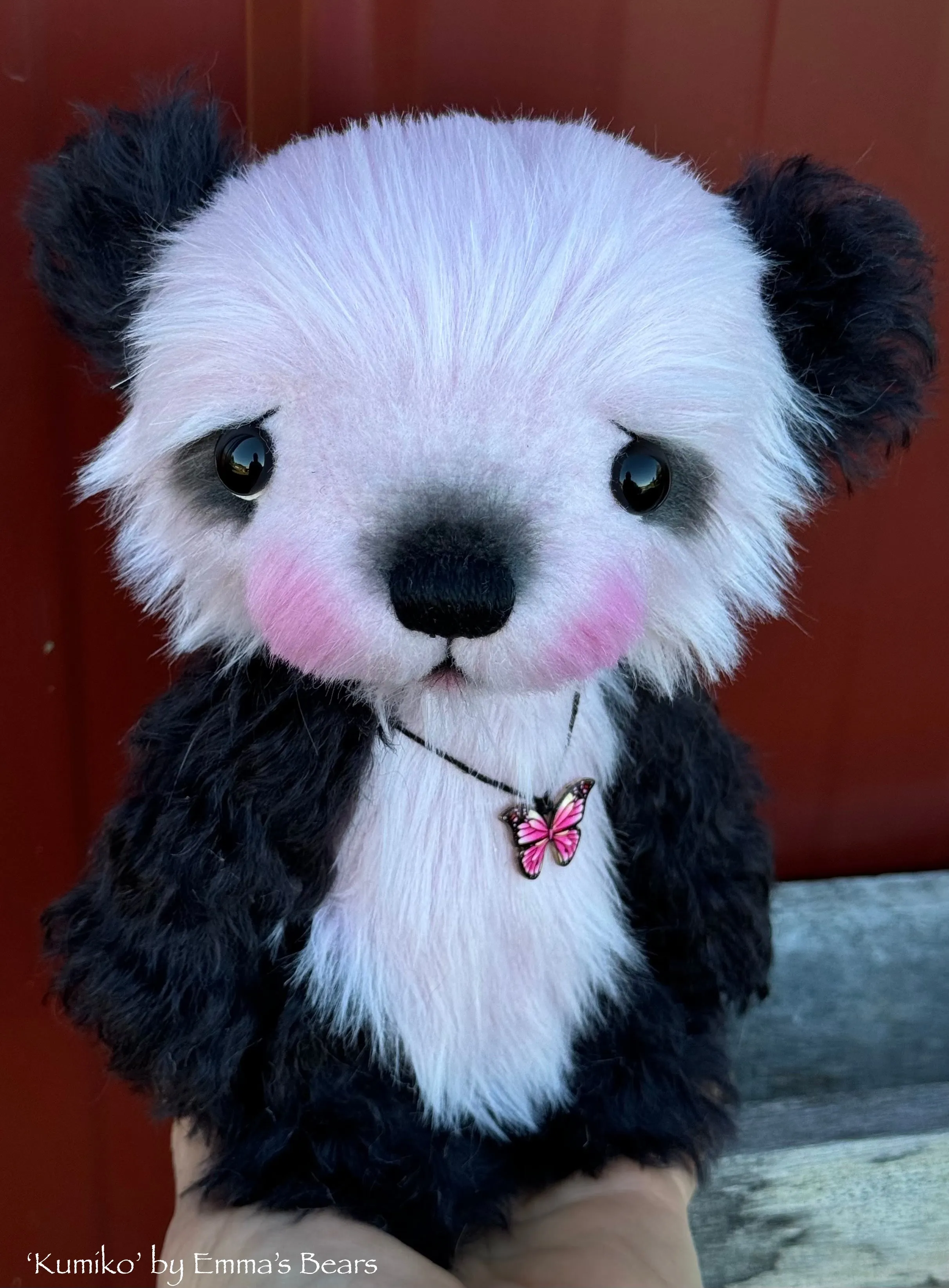 Kumiko - 7" Kid mohair and faux fur Artist Panda Bear by Emma's Bears - OOAK