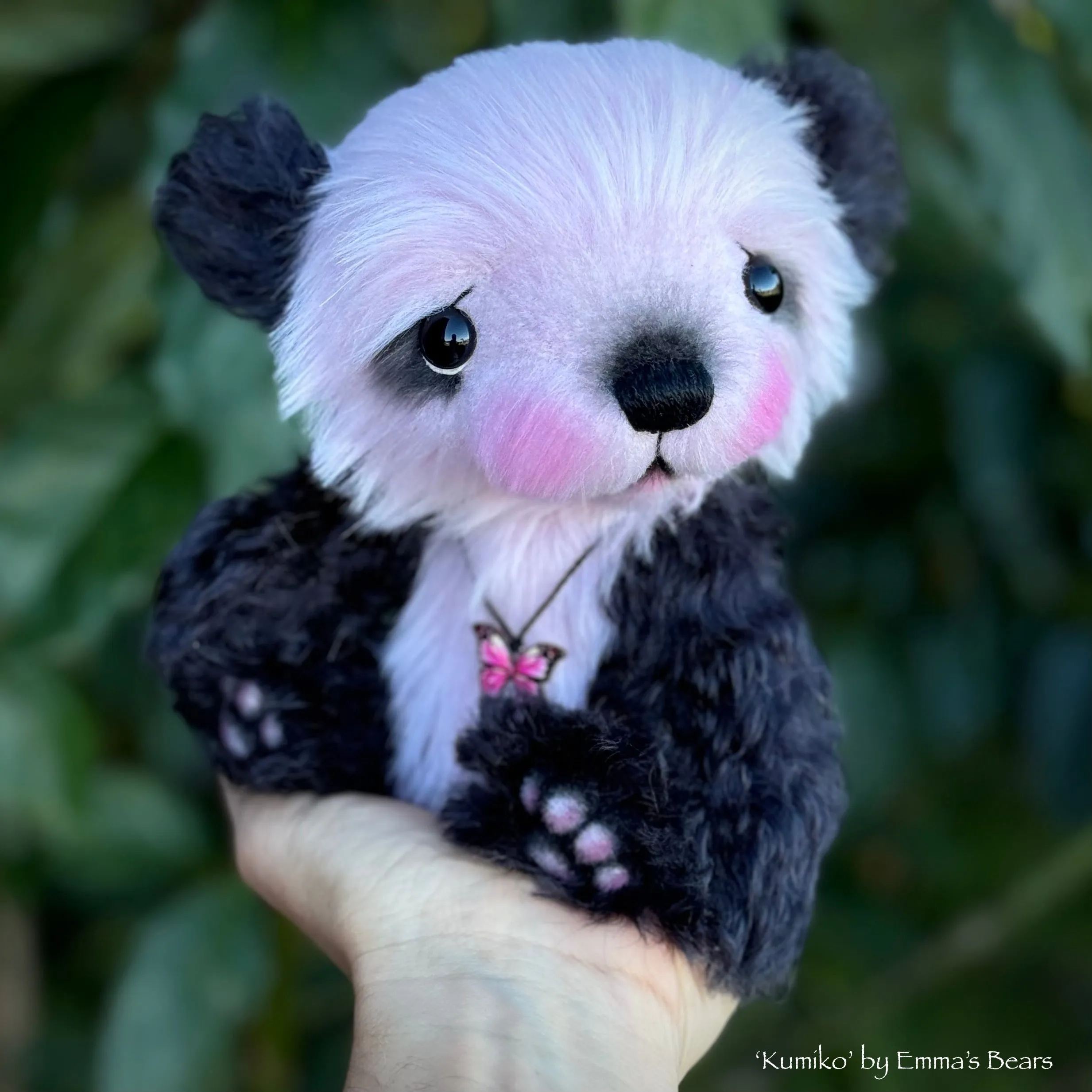 Kumiko - 7" Kid mohair and faux fur Artist Panda Bear by Emma's Bears - OOAK