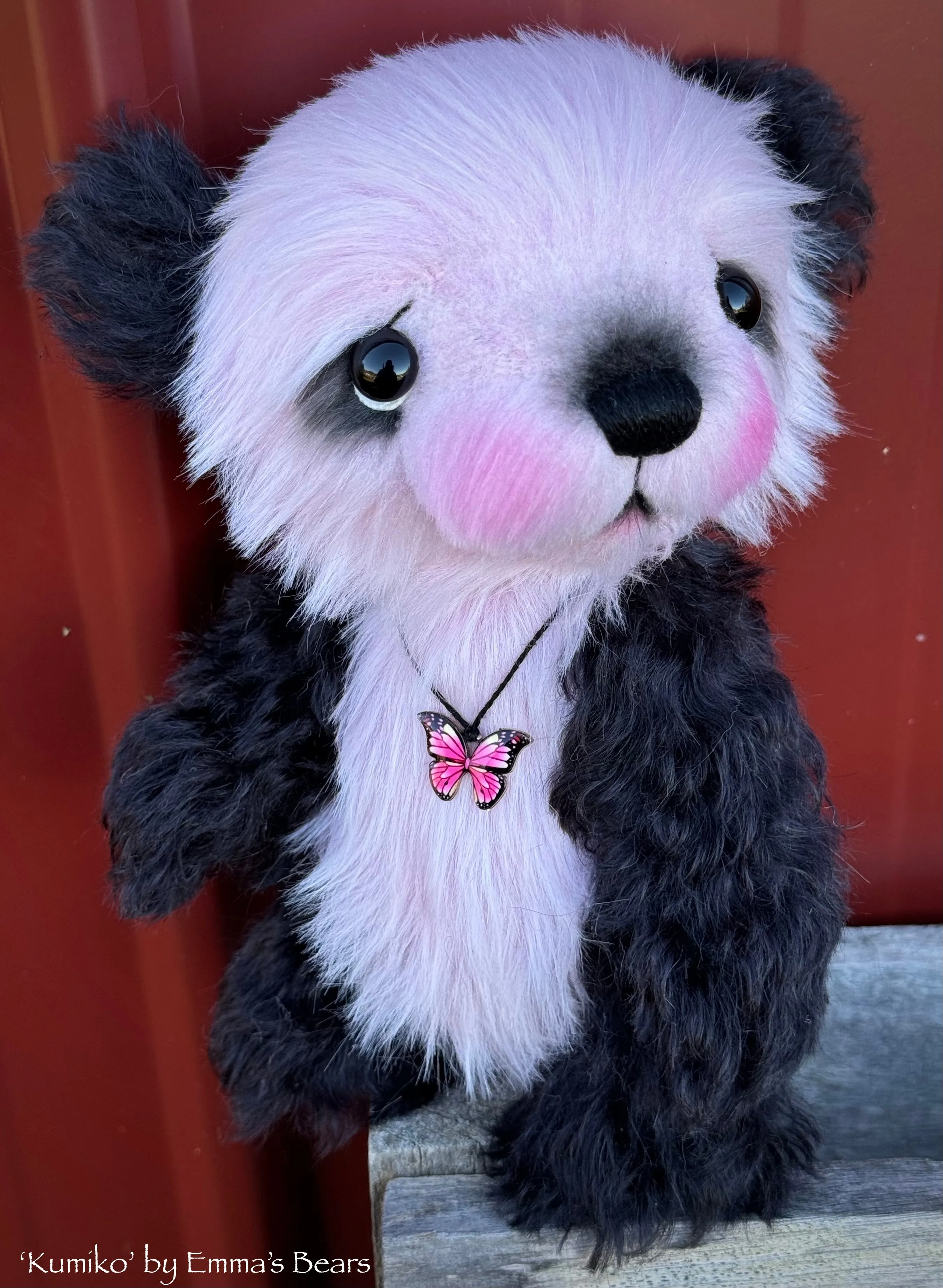 Kumiko - 7" Kid mohair and faux fur Artist Panda Bear by Emma's Bears - OOAK