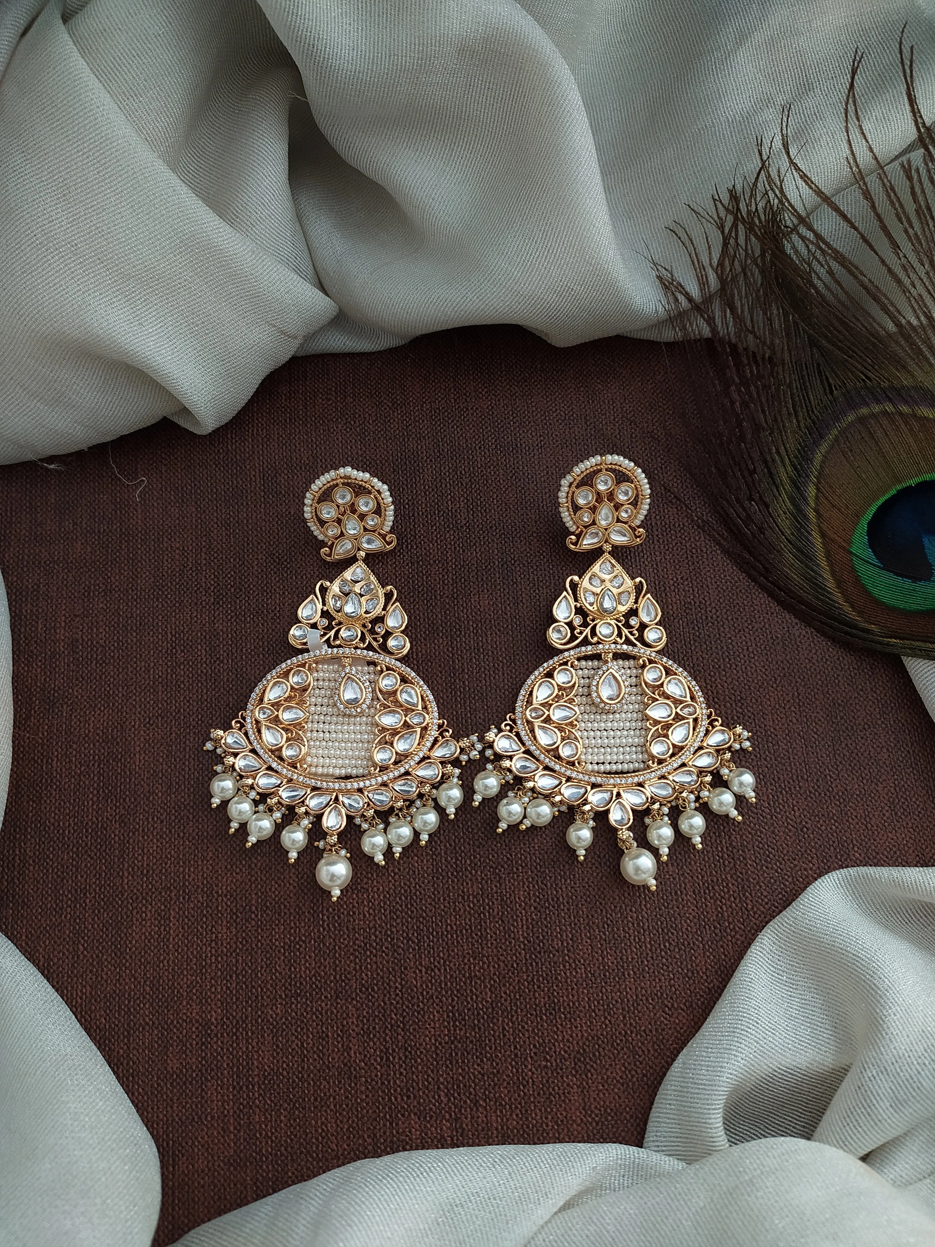 Kundan Long Dangling Earrings