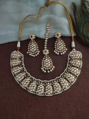 Kundan Necklace Set With Emerald Stones