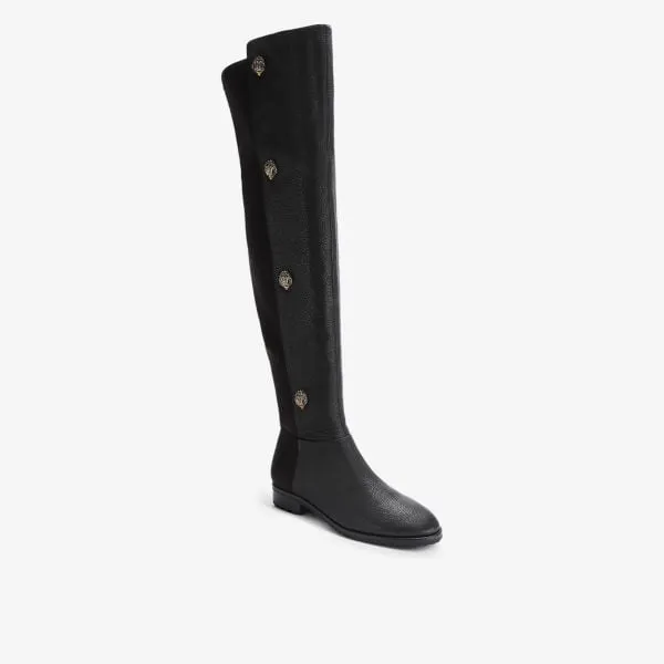 Kurt Geiger London Shoreditch Leather Eagle Knee High Boots, Black