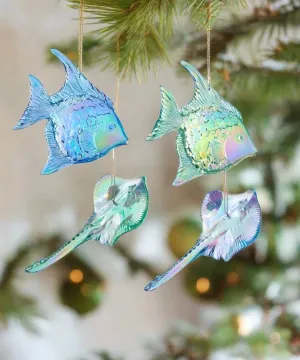 Kurt S. Adler Blue and Green Fish Or Stingray Ornament