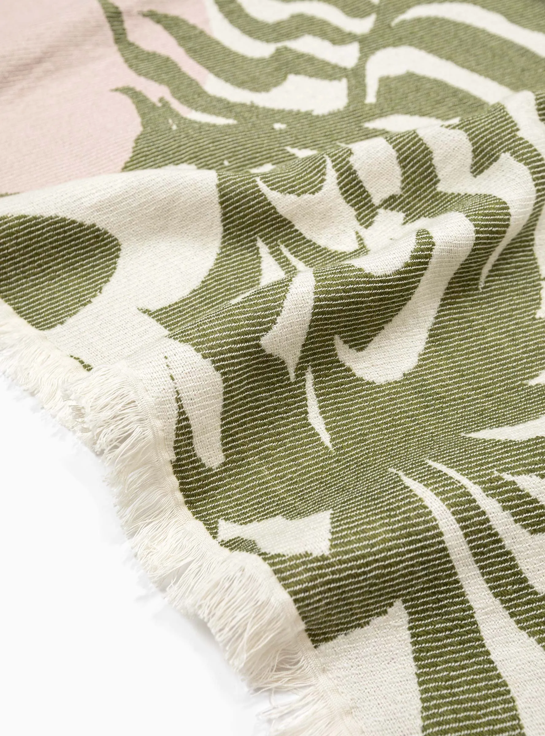 Kuutamo Blanket Olive & Rose Pink