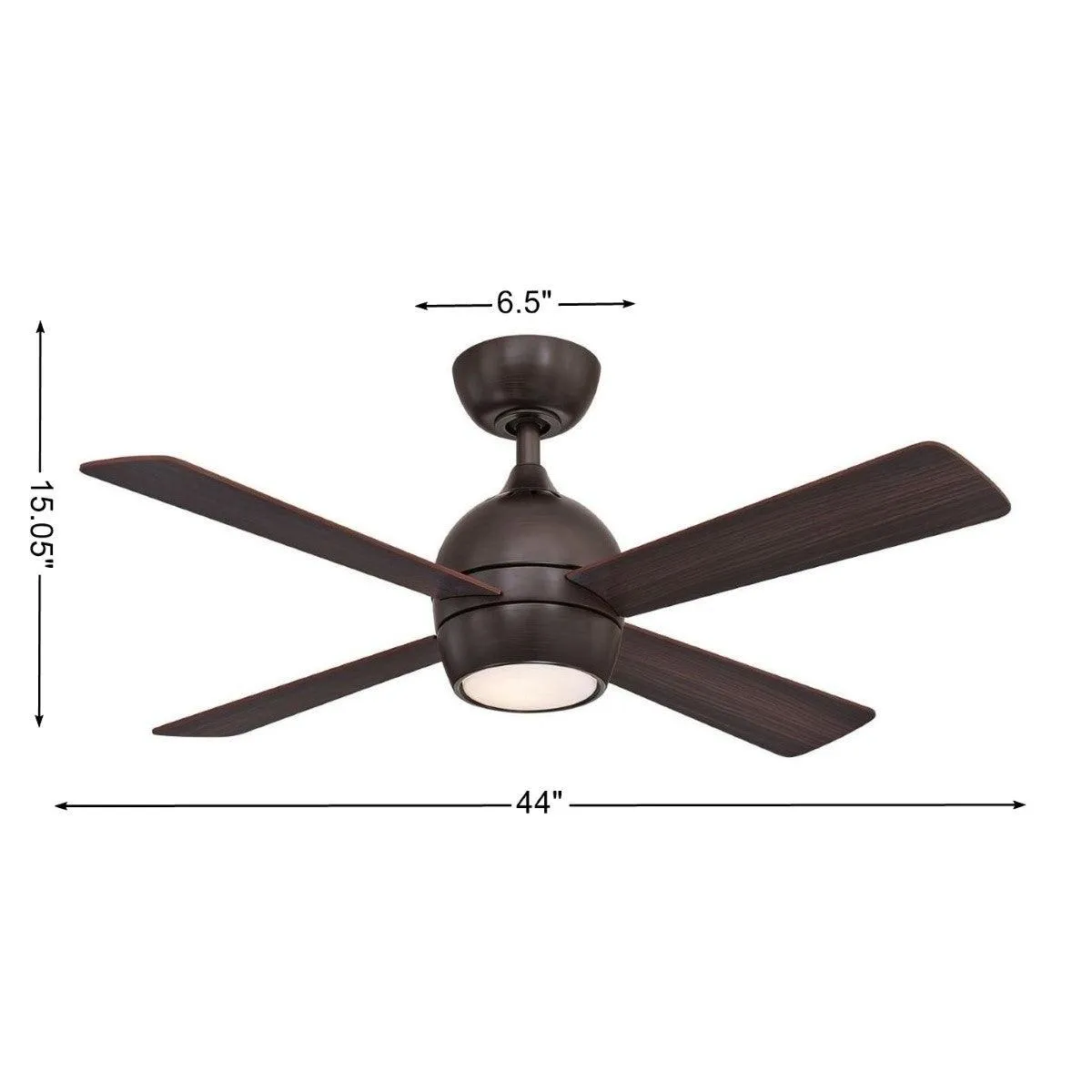 Kwad 44 Inch Dark Bronze Modern LED Ceiling Fan with Remote