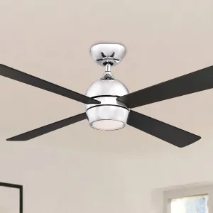 Kwad 52 Inch Chrome Modern LED Ceiling Fan with Remote