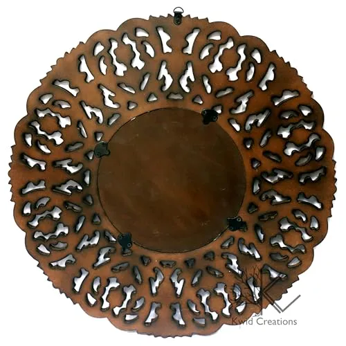 Kwid Creations Elegant Wooden Wall Mirror with for Living Room, Bedroom, in Hanging-Complements Various entryways.