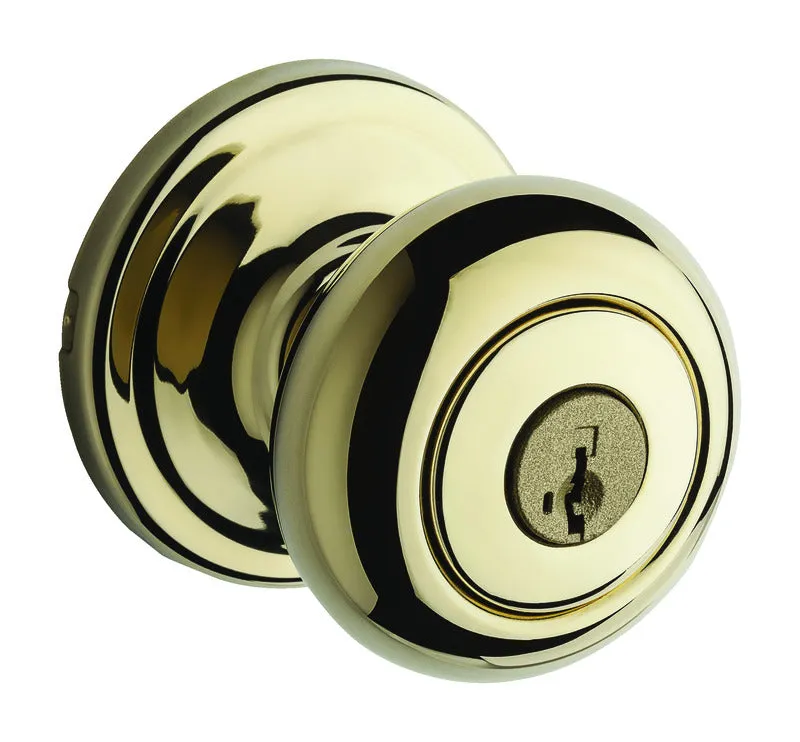 Kwikset SmartKey Juno Polished Brass Entry Lockset KW1 1-3/4 in.