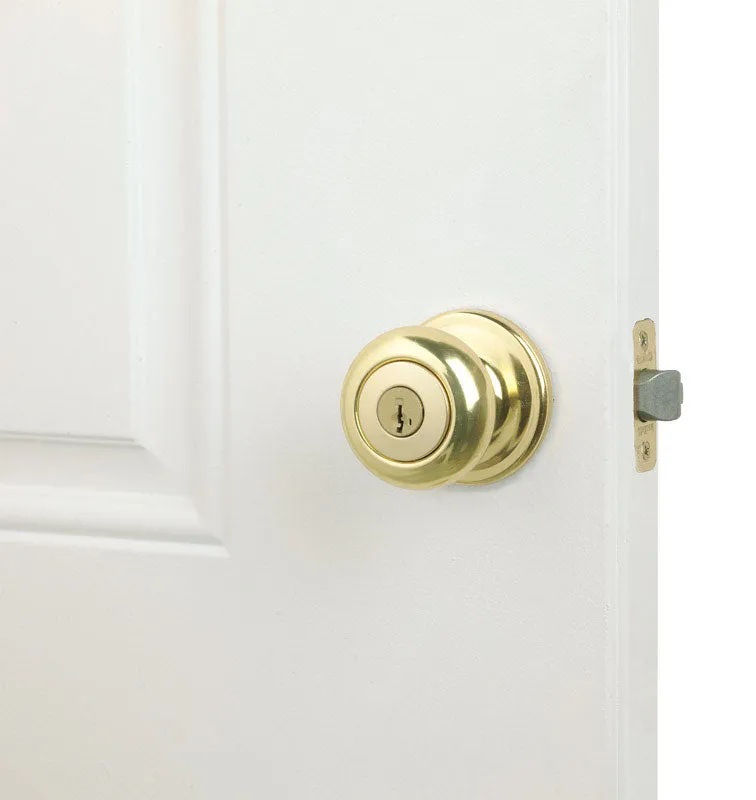 Kwikset SmartKey Juno Polished Brass Entry Lockset KW1 1-3/4 in.