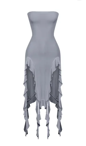 Kylie Strapless Mini Ruffled Asymmetrical Dress