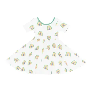 Kyte Baby Printed Twirl Dress in Wasabi Rainbow