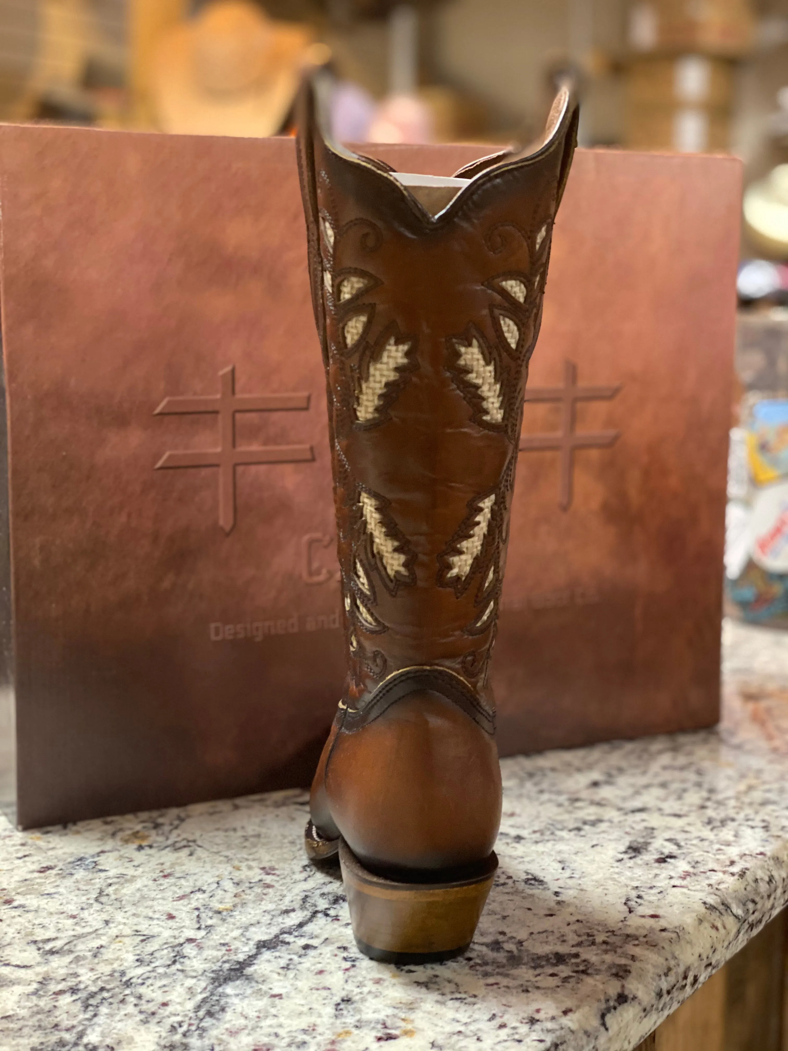 L2071 - Circle G Women’s Brown Inlay And Embroidered Boots