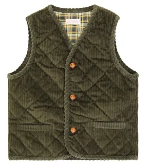 La Coqueta Quilted Cotton Blend Caza Vest, Green