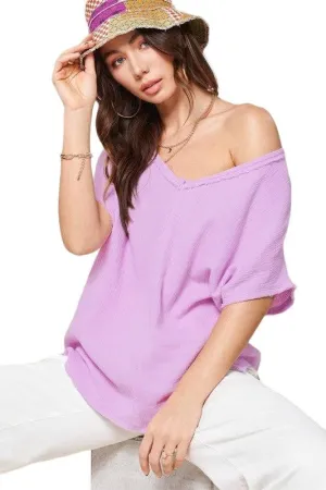 La Miel Women's V-Neck Gauze Cotton Top