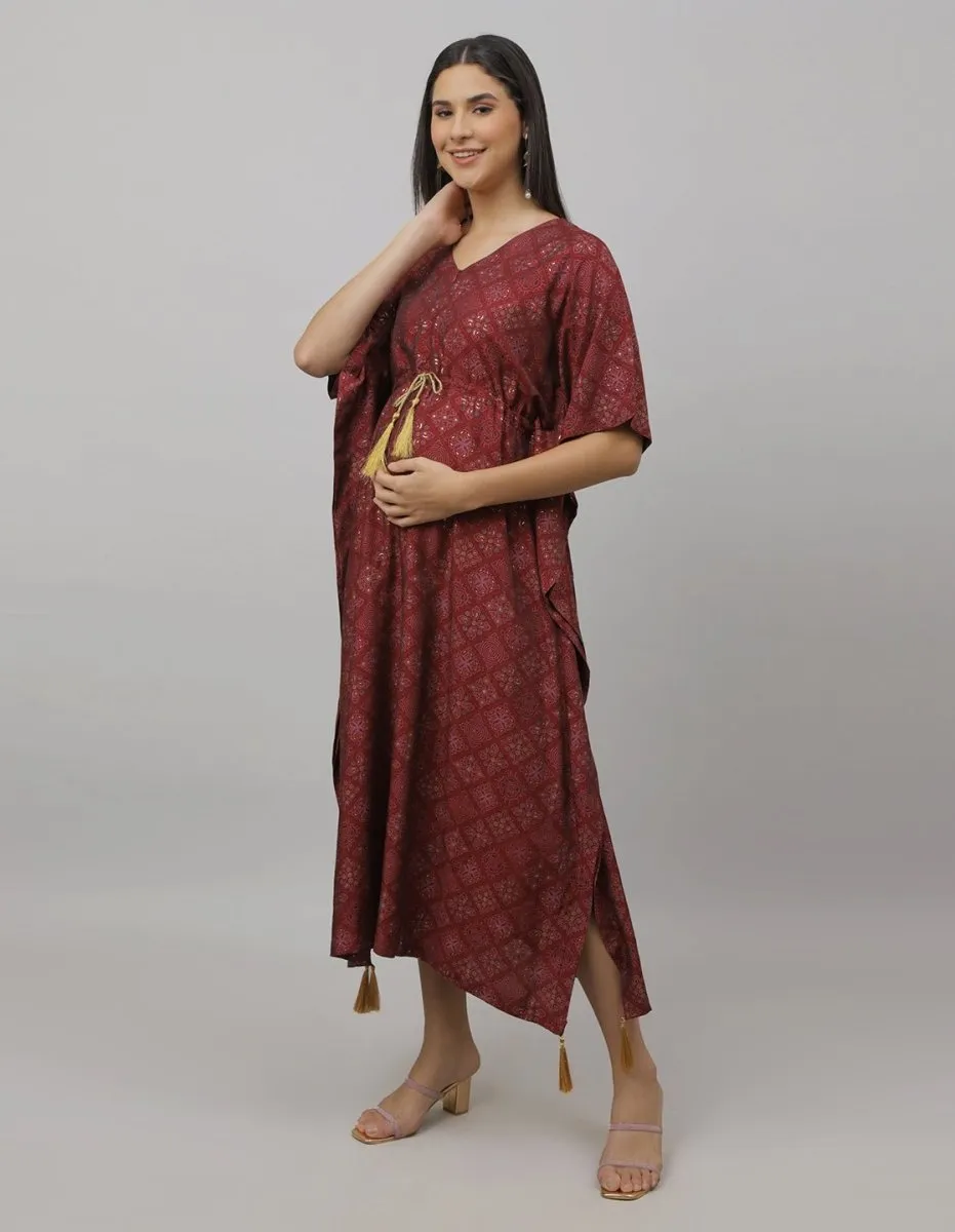 Laal Ishq Maternity and Nursing Kaftan Dress