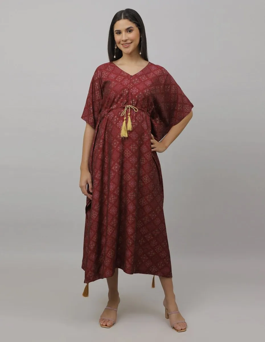 Laal Ishq Maternity and Nursing Kaftan Dress