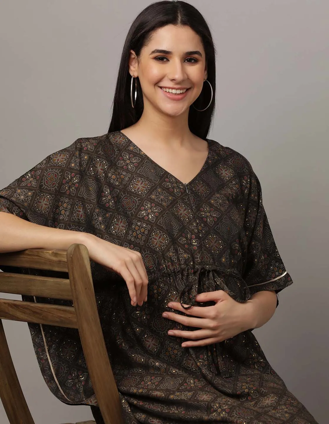 Laal Ishq Maternity and Nursing Kaftan Dress