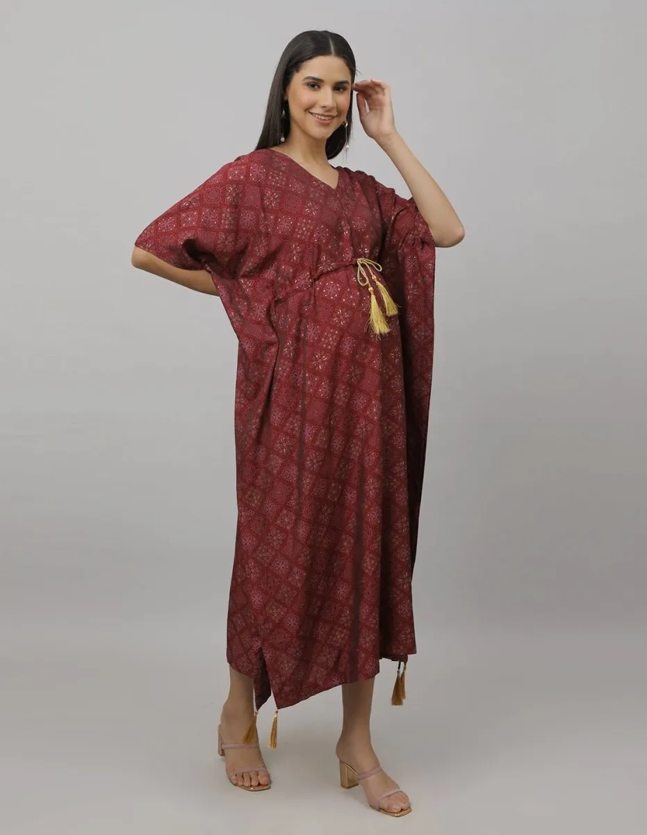 Laal Ishq Maternity and Nursing Kaftan Dress