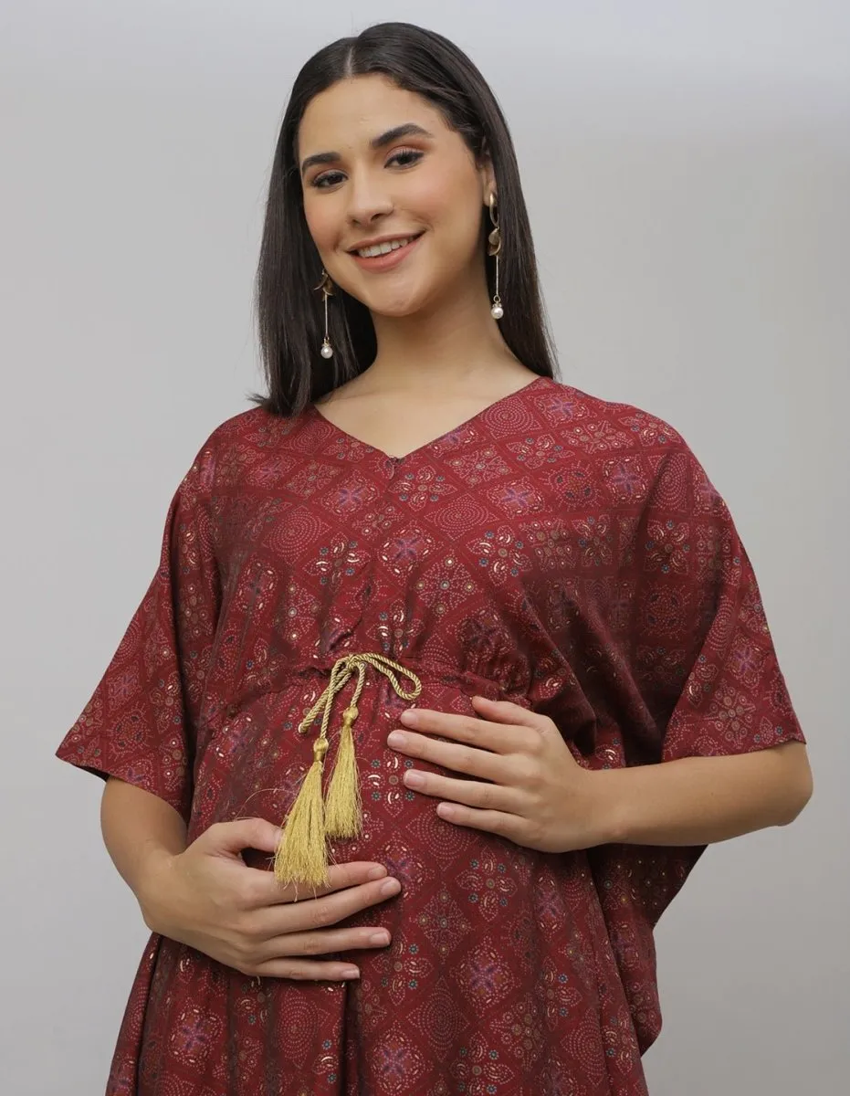 Laal Ishq Maternity and Nursing Kaftan Dress