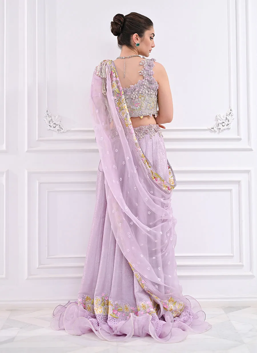 Labella Lavender Lengha choli with Draped Dupatta