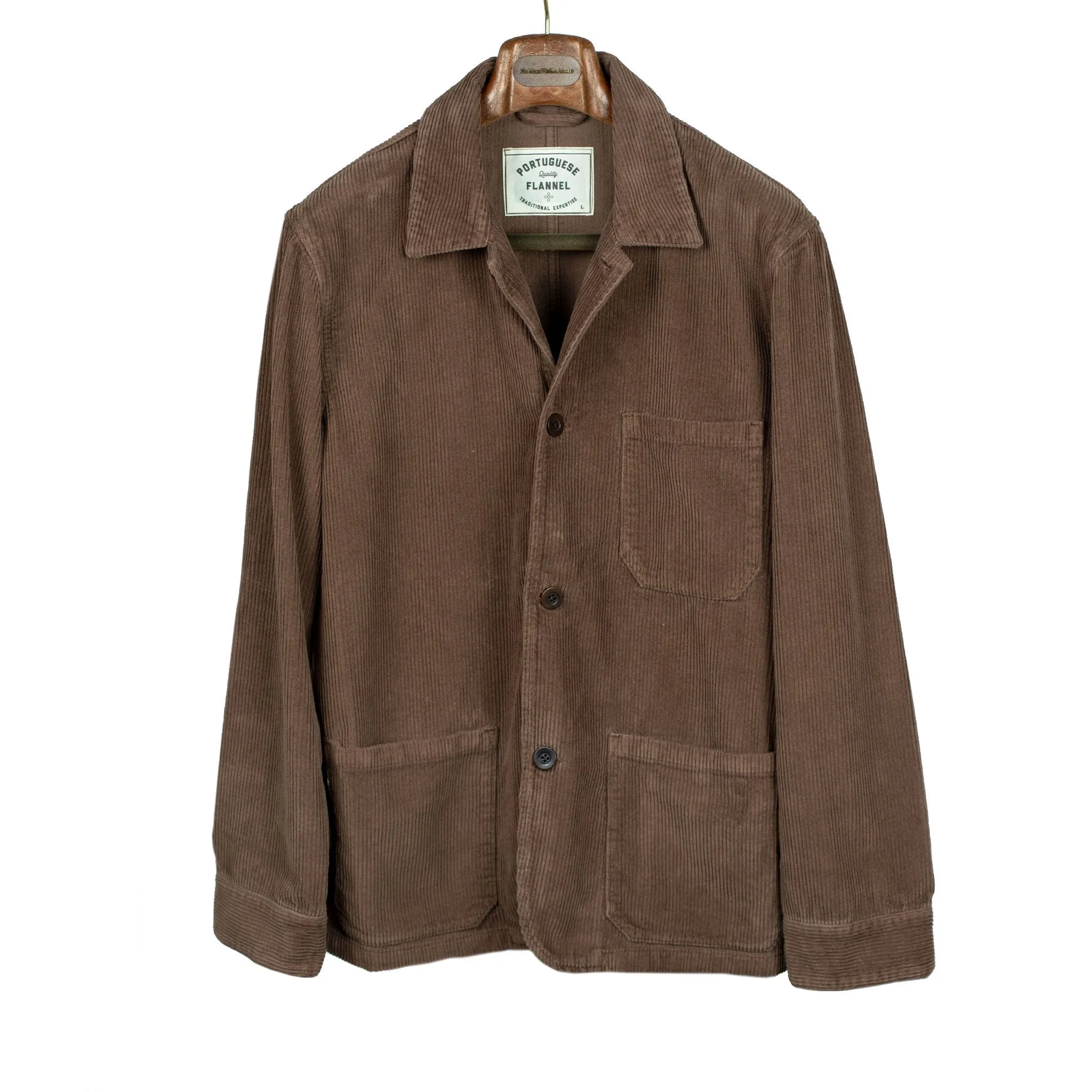 Labura chore coat in brown cotton corduroy