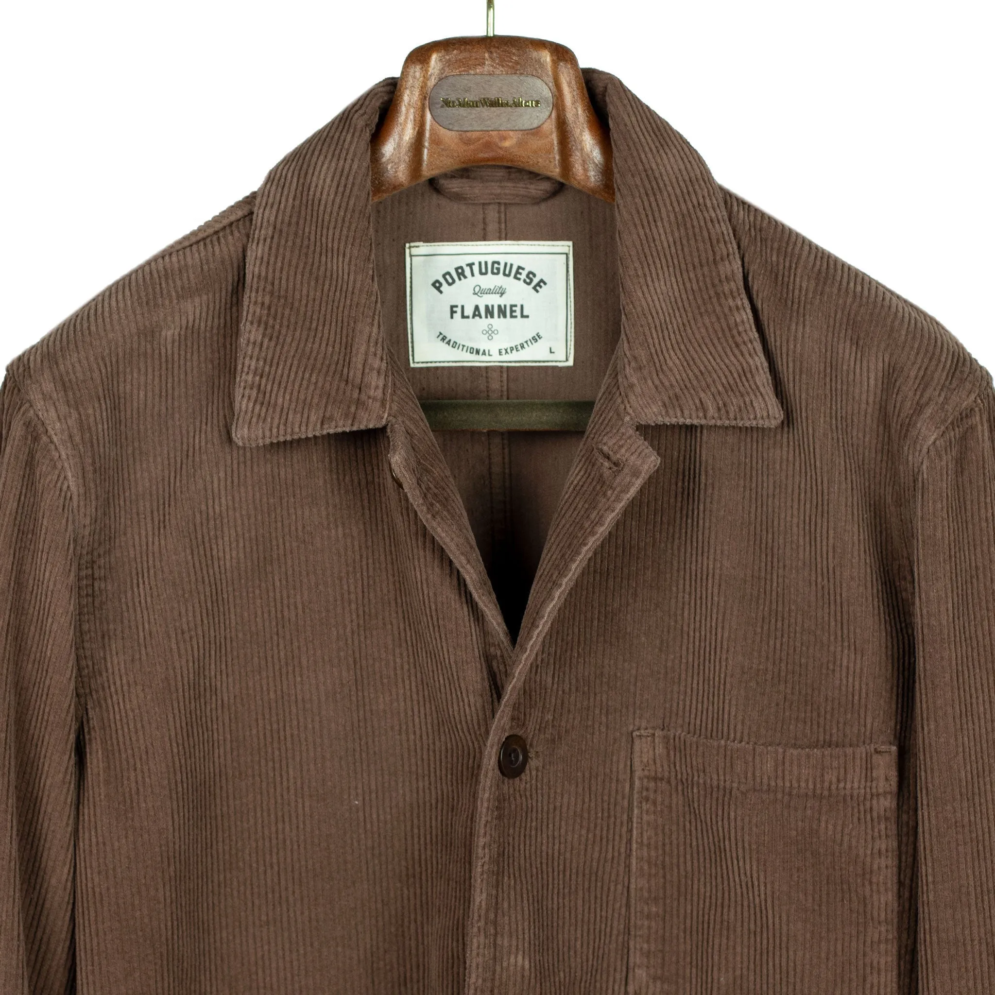 Labura chore coat in brown cotton corduroy