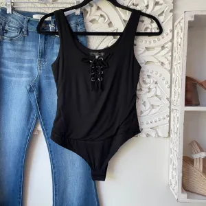 Lace Me Up Bodysuit in Black