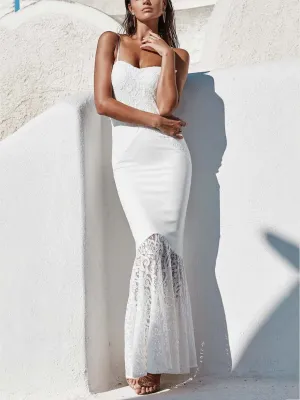 Lace Spaghetti-neck Mermaid Evening Dress