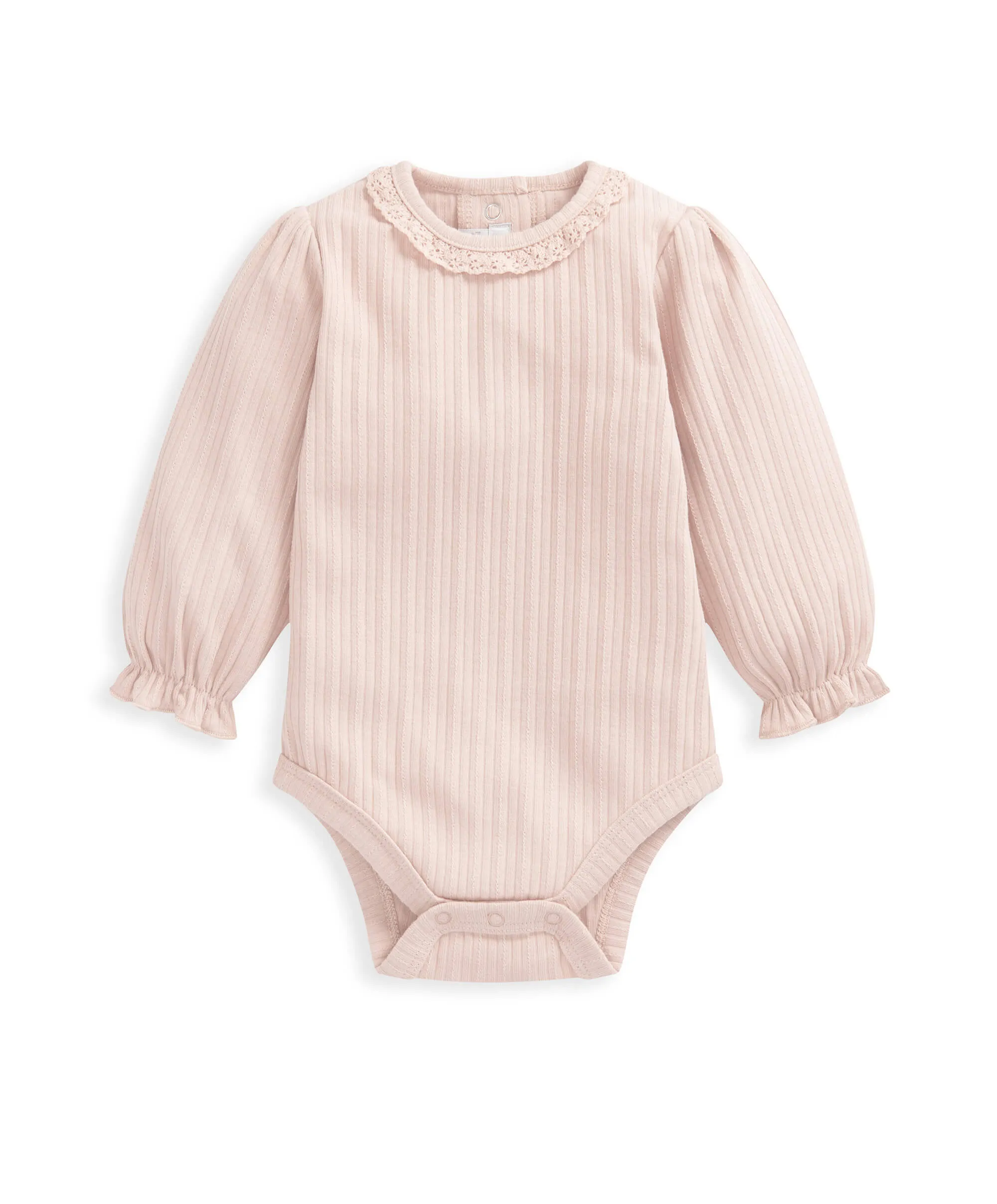 Lace Trim Bodysuit - Pink