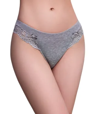 Lace Trimmed Cotton Mid Waist Underpants