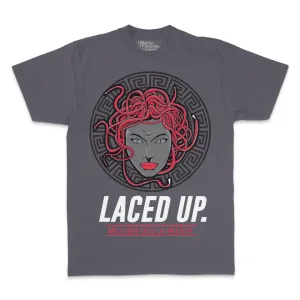 Laced Up - Infrared on Dark Grey T-Shirt