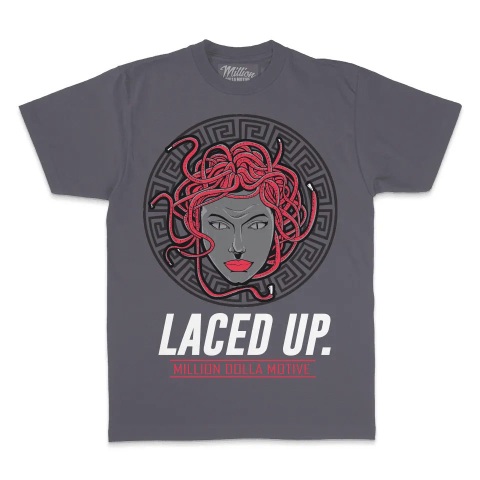 Laced Up - Infrared on Dark Grey T-Shirt