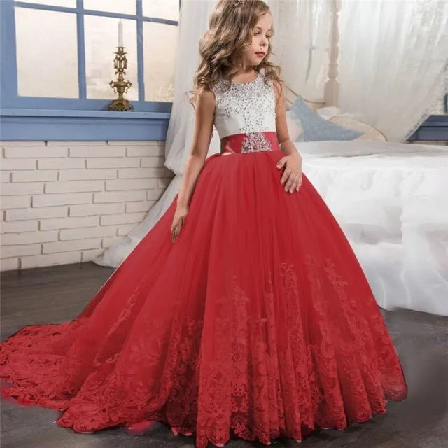 Lacey Junior Bridesmaids Dresses for Young Girls - 6-14 years old - Tulle Lace Flower Girl Dress Party Bridesmaid Dress