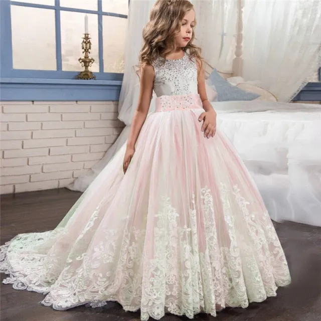 Lacey Junior Bridesmaids Dresses for Young Girls - 6-14 years old - Tulle Lace Flower Girl Dress Party Bridesmaid Dress