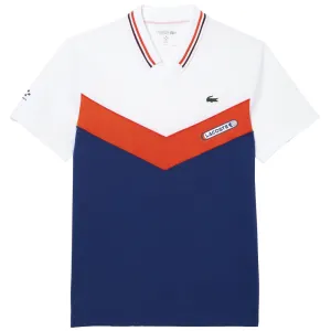 Lacoste Men's Medvedev Seamless Slimfit Polo - White/Navy Blue