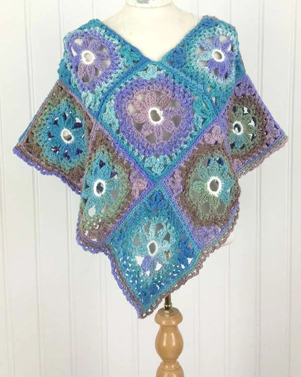 Lacy Floral Poncho Crochet Pattern