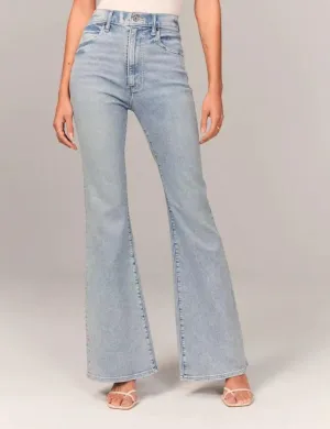 Ladies High Waisted Flare Denim Pants 413